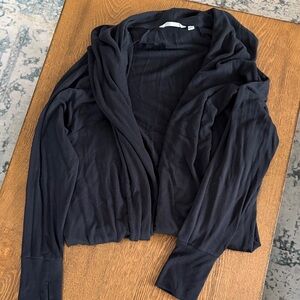 Athleta Long Black Knit Wrap Tunic Cardigan size L